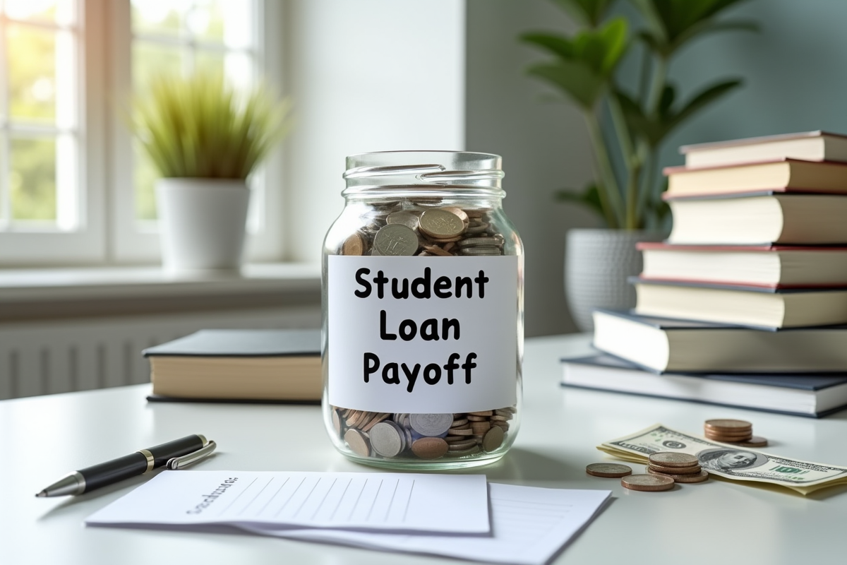 Pot de monnaie et factures pour le remboursement de pret étudiant
