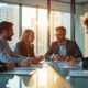 Groupe d'affaires collaborant dans un bureau lumineux