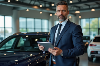 Cadre d’un executive automobile dans un showroom moderne