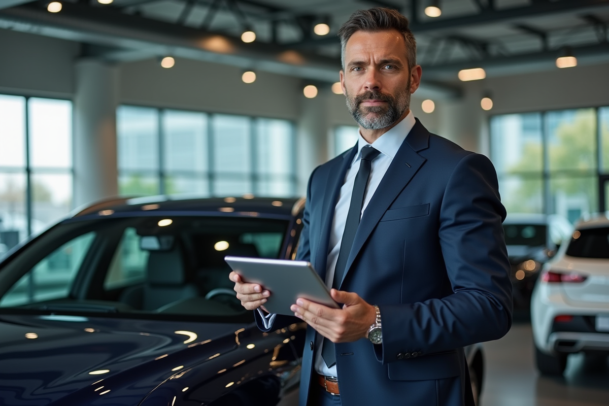 Cadre d’un executive automobile dans un showroom moderne