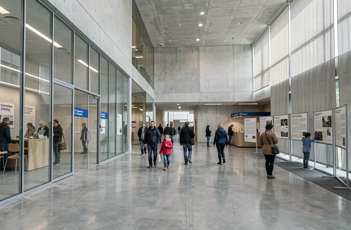 Espace intérieur du Forum de Vauréal, centre culturel moderne accueillant des événements dans le Val-d'Oise