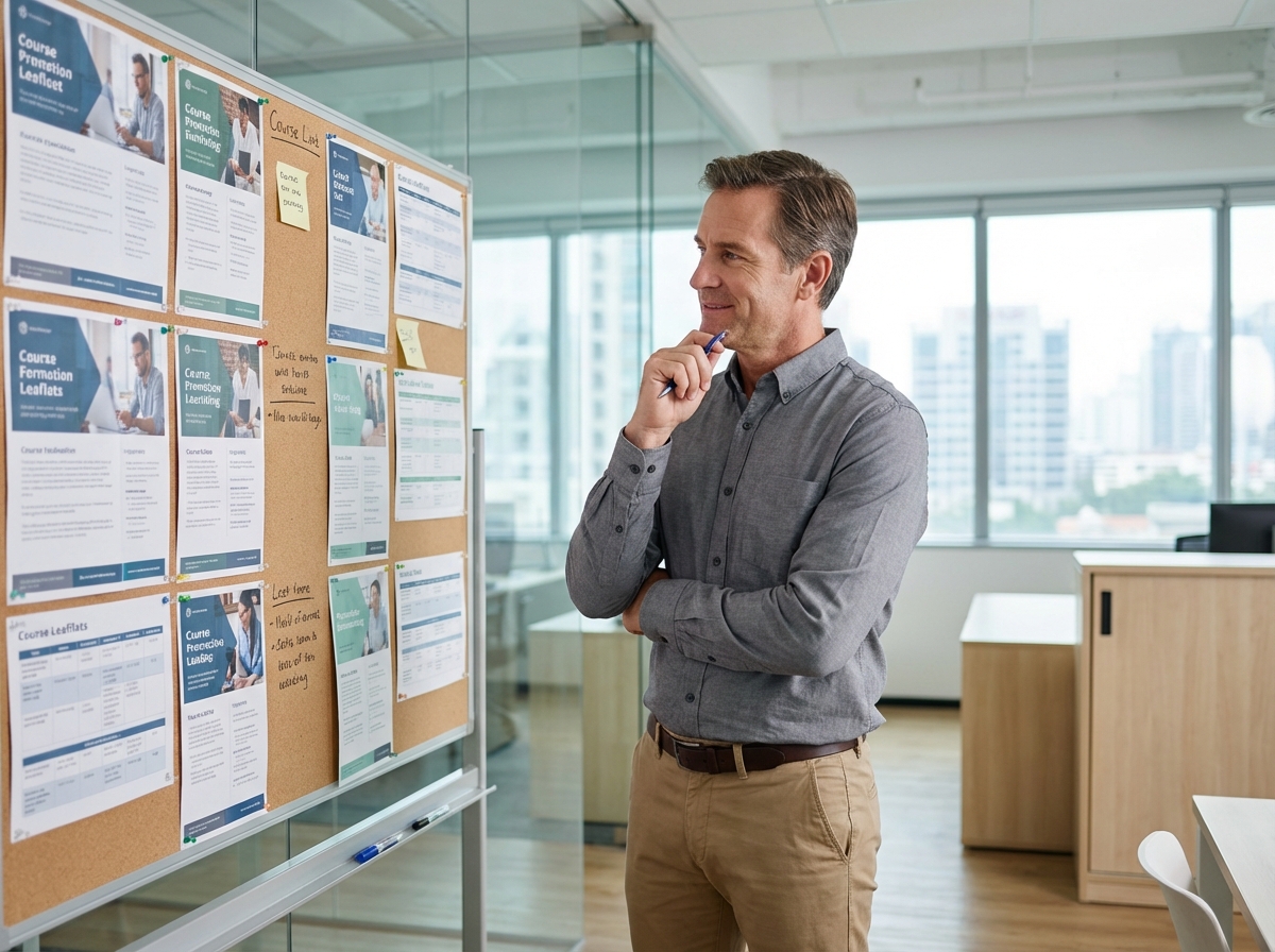 Homme étudiant en regardant un tableau de notes