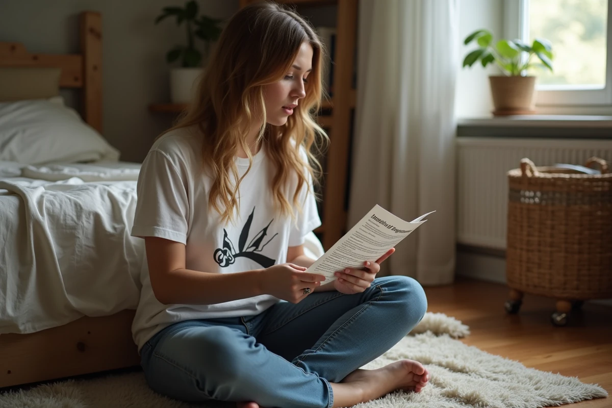 Jeune femme chantant et lisant les paroles de Demons