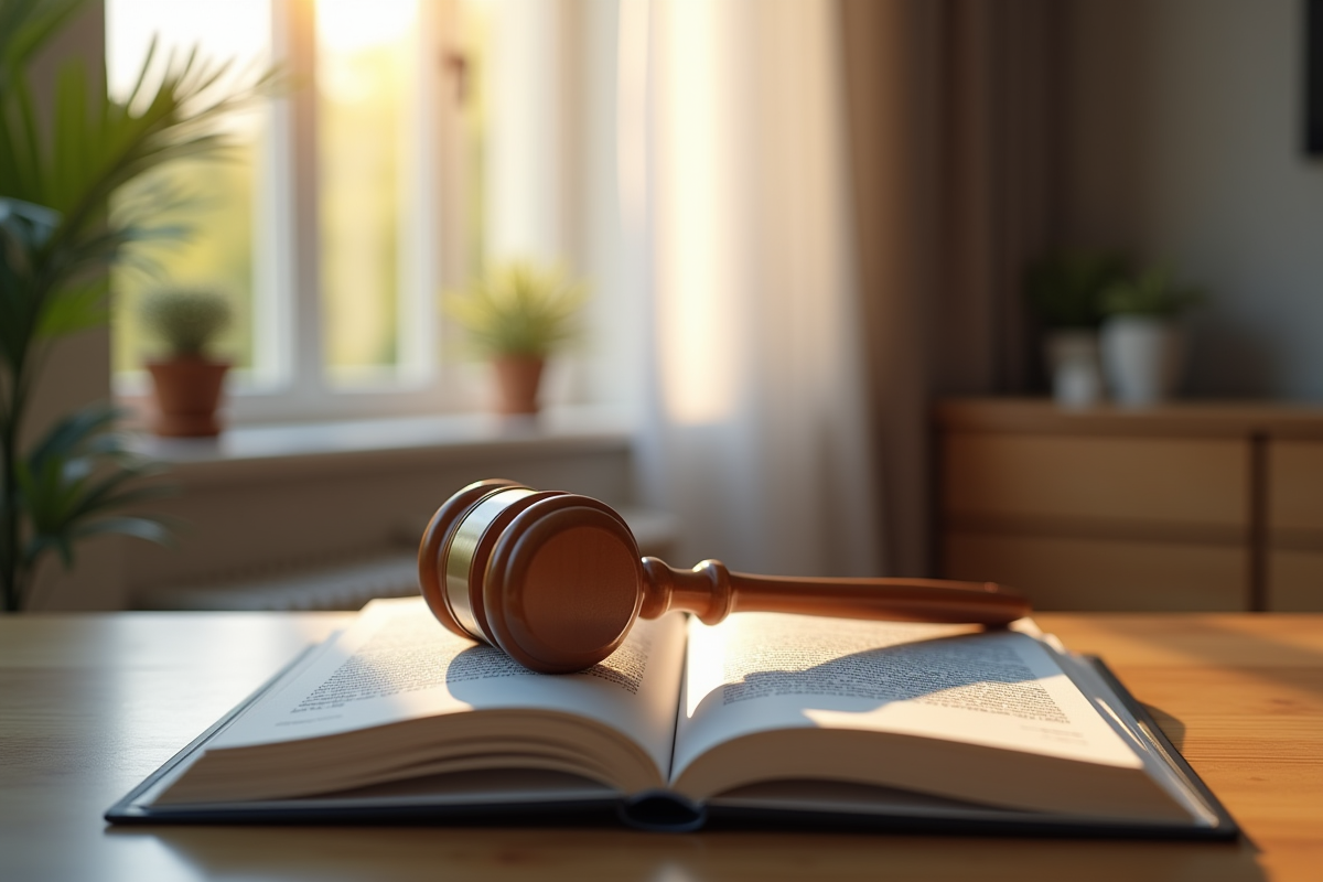 Un marteau de juge sur un livre de droit civil français