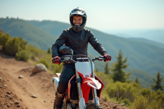 Jeune homme motocross souriant sur sa moto Dirt 250 CRZ