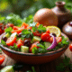 Salade marocaine colorée dans un bol en céramique avec légumes frais